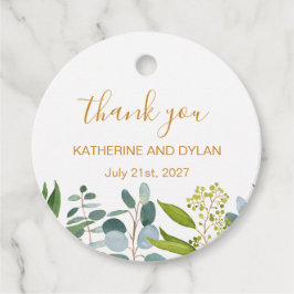 Waterverf groen, eucalyptusbladeren bedankjes labels