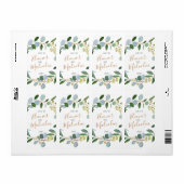 Waterverf groen, eucalyptusbladeren etiket (Full Sheet)