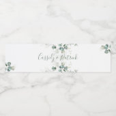 Waterverf groen, eucalyptusbladeren Wedding Waterfles Etiket (Enkel label)