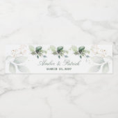 Waterverf groen, eucalyptusbladeren Wedding Waterfles Etiket (Enkel label)