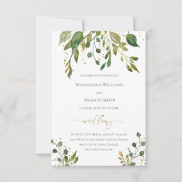 waterverf groen faux gouden details bruiloft kaart