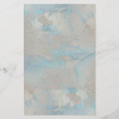 Waterverf Groen Floral Gold Lijst Wedding Menu (Achterkant)