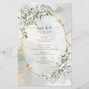 Waterverf Groen Floral Gold Lijst Wedding Menu