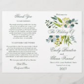 Waterverf groen foliage Folded Wedding Program (Voorkant)
