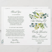 Waterverf groen foliage Folded Wedding Program (Voorkant / Achterkant)