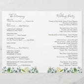 Waterverf groen foliage Folded Wedding Program (Achterkant)