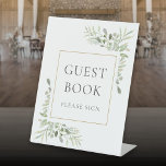 Waterverf Groen Foliage Gastenboek Reclamebord Met Voetstuk<br><div class="desc">Dit elegante greenery gastenboek is perfect voor alle feestelijkheden. Ontworpen door: Thisnotme©</div>