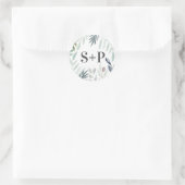 Waterverf Groen Foliage Initiaal bruiloft stickers (Tas)