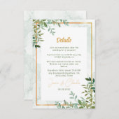 Waterverf groen gebladerte bladeren bruiloft informatiekaartje (Voorkant / Achterkant)