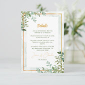 Waterverf groen gebladerte bladeren bruiloft informatiekaartje (Staand voorkant)