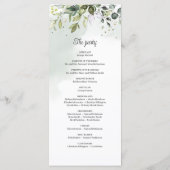 Waterverf groen gebladerte boho bruiloft programmakaart (Achterkant)