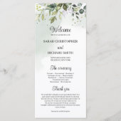 Waterverf groen gebladerte boho bruiloft programmakaart (Voorkant)