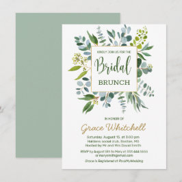 Waterverf groen gebladerte Bridal Brunch Kaart