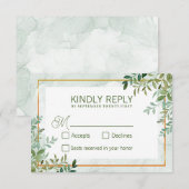 Waterverf groen gebladerte bruiloft rsvp kaartje (Voorkant / Achterkant)