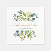 Waterverf groen gebladerte, eucalyptus bruiloft servet (Voorkant)