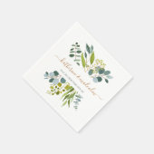 Waterverf groen gebladerte, eucalyptus bruiloft servet (Hoek)