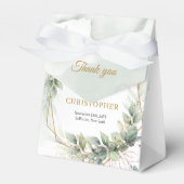 Waterverf groen gebladerte gouden glitter bruiloft bedankdoosjes (Voorkant Zijde)