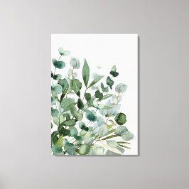 Waterverf Groen gebladerte groen blad Canvas Afdruk