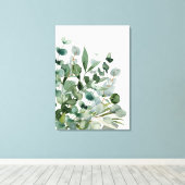 Waterverf Groen gebladerte groen blad Canvas Afdruk (Insitu (Houten vloer))