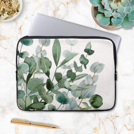 Waterverf Groen gebladerte groen blad Laptop Sleeve
