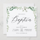 waterverf groen gebladerte kraft doop kaart (Voorkant)