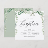 waterverf groen gebladerte kraft doop kaart (Voorkant / Achterkant)