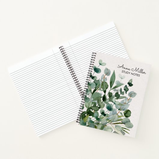 Waterverf groen gebladerte laat modern notitieboek (Binnen)