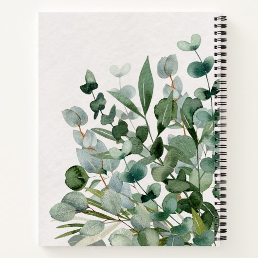 Waterverf groen gebladerte laat modern notitieboek (Achterkant)