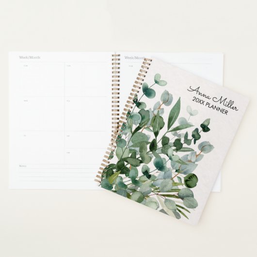 Waterverf groen gebladerte laat modern planner (Display)