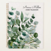 Waterverf groen gebladerte laat modern planner (Voorkant)