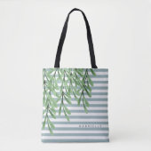 Waterverf groen gebladerte Naam toevoegen Tote Bag (Voorkant)