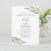 Waterverf groen gebladerte verlovingsfeest kaart (Staand voorkant)