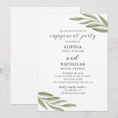 Waterverf groen gebladerte verlovingsfeest kaart (Voorkant / Achterkant)