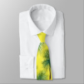 Waterverf Groen & Geel Palmboompatroon Stropdas (Gebonden)