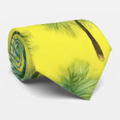 Waterverf Groen & Geel Palmboompatroon Stropdas (Opgerold)