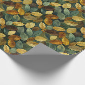 Waterverf groen geel sinaasappel vallen bladeren cadeaupapier (Hoek)