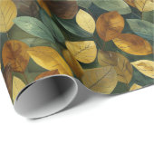 Waterverf groen geel sinaasappel vallen bladeren cadeaupapier (Rol Hoek)