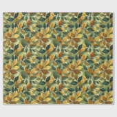 Waterverf groen geel sinaasappel vallen bladeren cadeaupapier (Vlak)