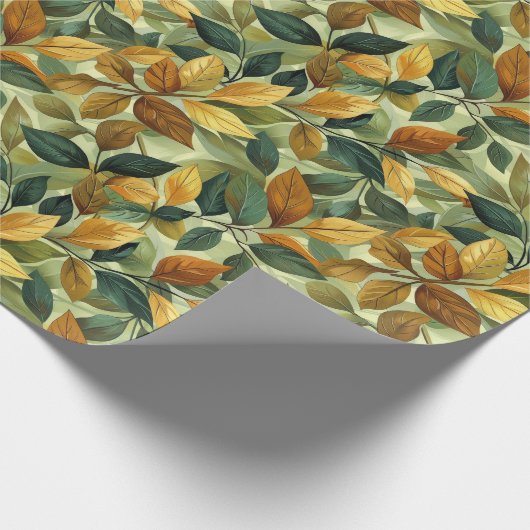 Waterverf groen geel sinaasappel vallen bladeren cadeaupapier (Hoek)