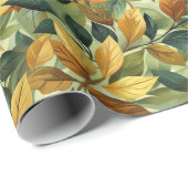 Waterverf groen geel sinaasappel vallen bladeren cadeaupapier (Rol Hoek)