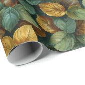 Waterverf groen geel sinaasappel vallen bladeren cadeaupapier (Rol Hoek)