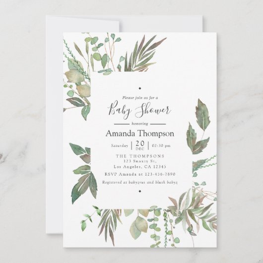 Waterverf groen geometrisch Baby shower Kaart (Voorkant)