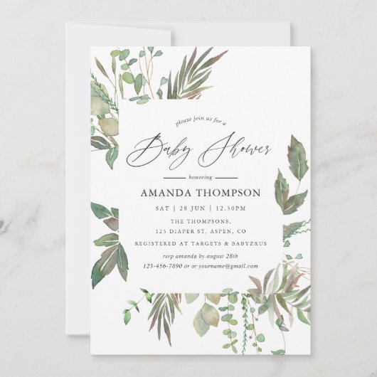 Waterverf groen geometrisch Baby shower Kaart (Voorkant)