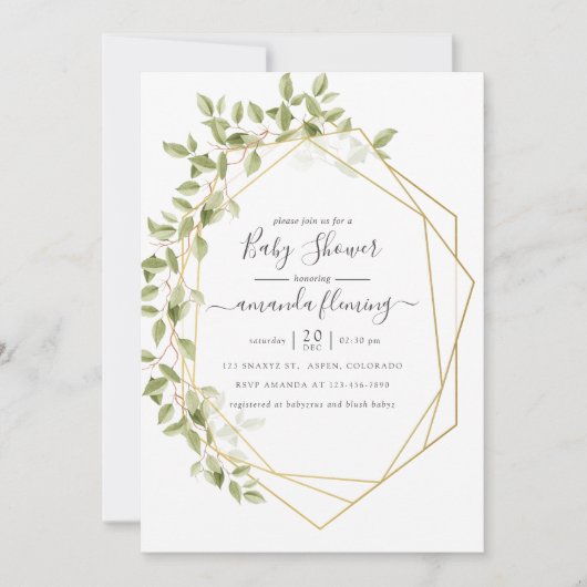 Waterverf groen geometrisch Baby shower Kaart (Voorkant)