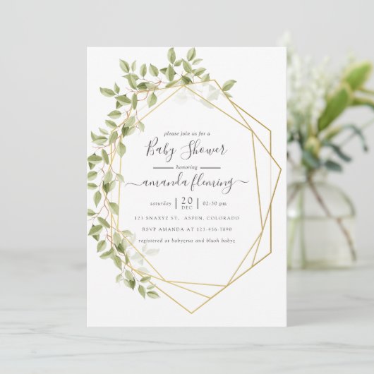 Waterverf groen geometrisch Baby shower Kaart (Staand voorkant)