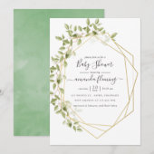 Waterverf groen geometrisch Baby shower Kaart (Voorkant / Achterkant)
