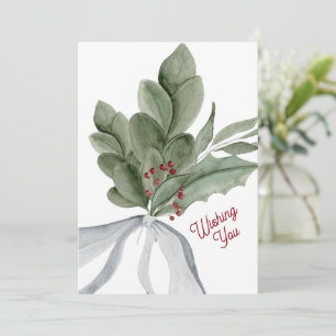 Waterverf groen gepersonaliseerde kerst feestdagenkaart