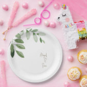 Waterverf groen gepersonaliseerde witte bruiloft papieren bordje (Feest)