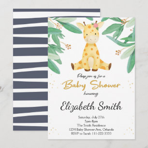 Waterverf groen Giraffe Baby shower uitnodigen Kaart