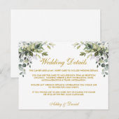 Waterverf groen goud bruiloft details Kaart (Voorkant / Achterkant)